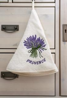 Kulatý ručník - Levandule Barva: Bílá, Výšivka: Levandule