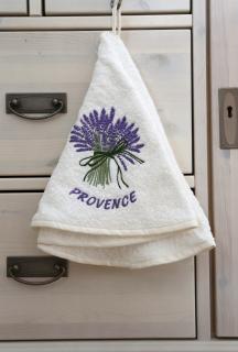 Kulatý ručník - Levandule Barva: Krémově-béžová, Výšivka: Levandule