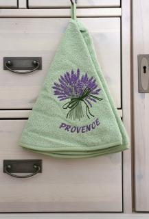 Kulatý ručník - Levandule Barva: Zelená, Výšivka: Levandule