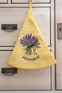 Kulatý ručník - Levandule Barva: Žlutá, Výšivka: Levandule