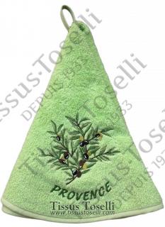 Kulatý ručník - Olivová vetvička Barva: Zelená, Výšivka: Olivová větvička