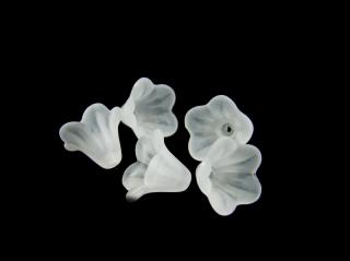Akrylové korálky zvonečky 14x10mm, barva crystal bílá-mat. Balení: 25 gr (cca 60 ks)