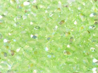 Broušené korálky 4mm, barva světle zelená s AB 50800/28701 Balení: 1 ks