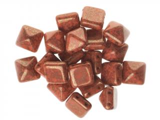 Dvoudírkové korálky pyramidy 12x12mm, barva červená s úpravou 15495 Balení: 1 ks