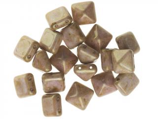 Dvoudírkové korálky pyramidy 12x12mm, barva růžová Balení: 1 ks