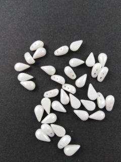Dvoudírkové korálky Tear duo 5x8mm, barva perleťová bílá Balení: 1 ks