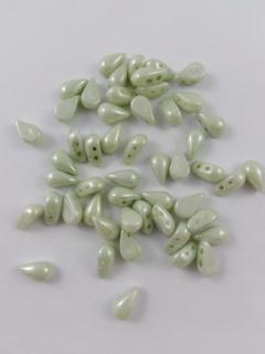 Dvoudírkové korálky Tear duo 5x8mm, barva perleťová světle zelená Balení: 1 ks