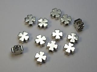 Kovové korálky, čtyřlístek 5x5x3mm, barva platina Balení: 1 ks