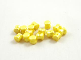 Mačkané korálky Diabolo 4x6mm, barva perleťová žlutá Balení: 1 ks