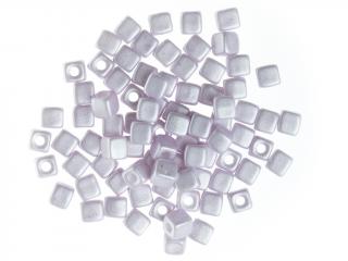 Mačkané korálky kostičky Cube 6x6mm, barva bílá s úpravou 70439 Balení: 10 g