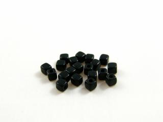 Mačkané korálky kostičky Cube 6x6mm, barva černá Balení: 10 g