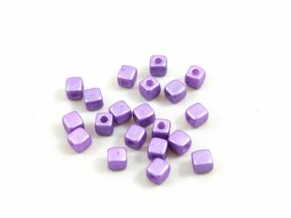 Mačkané korálky kostičky Cube 6x6mm, barva fialová Balení: 10 g