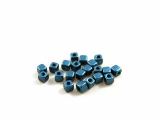 Mačkané korálky kostičky Cube 6x6mm, barva modrá Balení: 10 g