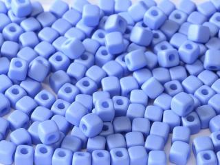 Mačkané korálky kostičky Cube 6x6mm, barva světle modrá Balení: 10 g
