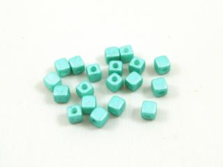 Mačkané korálky kostičky Cube 6x6mm, barva světle zelená Balení: 25 g