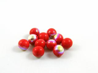 Mačkané korálky kuličky 10mm, barva červená s AB 93200/28701 Balení: 1 ks
