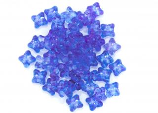 Mačkané korálky kytičky 4x7mm, barva modrá crystal Balení: 1 ks