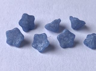 Mačkané korálky zvonečky 4x7mm, barva bledě modrá, 32229 Balení: 30 ks