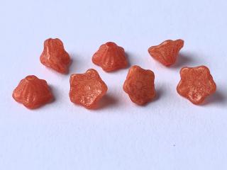 Mačkané korálky zvonečky 4x7mm, barva oranžová, 32089 Balení: 1 ks