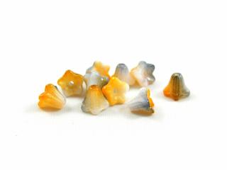 Mačkané korálky zvonečky 5x6mm, barva oranžovo-šedá Balení: 30 ks