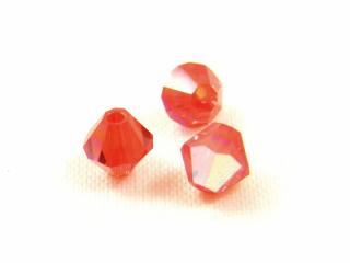 MC perle Bicone 4mm, barva červená s AB Balení: 1 ks