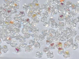 MC perle Bicone 4mm, barva crystal s AB Balení: 1 ks
