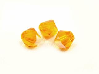 MC perle Bicone 4mm, barva oranžová  s AB Balení: 1 ks