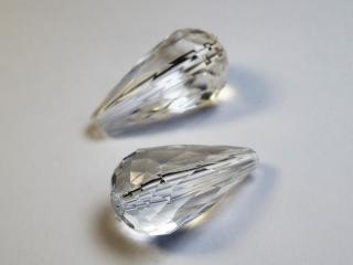 Plastové korálky hrušky 21x11mm, barva crystal Balení: 25 gr (cca 20 ks)