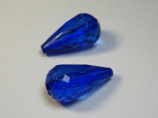 Plastové korálky hrušky 21x11mm, barva modrá Balení: 25 gr (cca 20 ks)