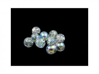 Práskané korálky kuličky 10mm, barva crystal s AB 00030/85501-28701 Balení: 1 ks