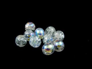 Práskané korálky kuličky 8mm, barva crystal s AB 00030/85501-28701 Balení: 1 ks