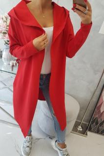 Basic kardigan s kapucí červený Velikost: One size, Barva: Červená