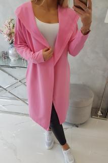 Basic kardigan s kapucí růžový Velikost: One size, Barva: Růžová
