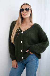 Basic svetr na knoflíky Clara khaki Velikost: univerzální