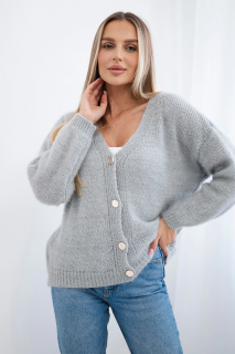 Basic svetr na knoflíky Clara šedý Velikost: univerzální