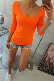 Basic tričko s 3/4 rukávem oranžové neon Velikost: One size, Barva: Oranžová
