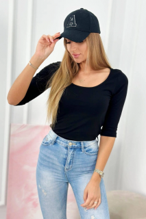 Basic tričko s 3/4 rukávem Stella černé Velikost: One size, Barva: Černá