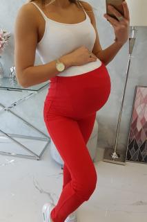 Bavlněné těhotenské kalhoty Ines červené Velikost: L, Barva: Červená