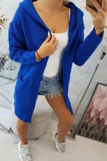 Kardigan s kapucí a kapsami modrý Velikost: One size, Barva: Modrá