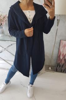 Kardigan s volnou kapucí navy Velikost: One size, Barva: Modrá