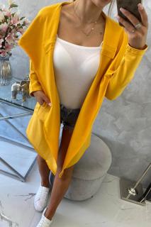 Kardigan s volnou kapucí žlutý Velikost: One size, Barva: Žlutá