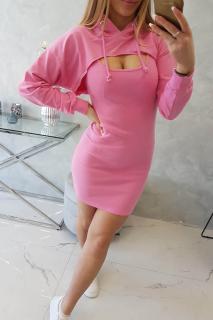 Komplet šaty + mikina Maty růžový Velikost: One size, Barva: Růžová