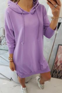 Mikinové šaty basic s rozparky fialové Velikost: One size, Barva: Fialová
