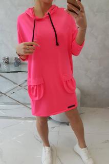 Mikinové šaty Janne neon Velikost: One size, Barva: Růžová neonová