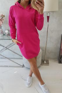 Mikinové šaty Mel s kapucí fuchsiové Velikost: One size, Barva: Růžová