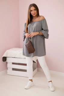 Off shoulder halenka s volánky Spain šedá Velikost: univerzální