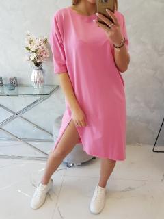 Oversize šaty růžové Velikost: One size, Barva: Růžová
