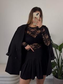 Průsvitné krajkované body Eris černé Velikost: M, Barva: Černá