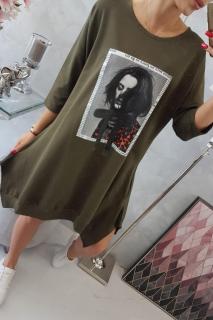 Šaty Heda s potiskem khaki Velikost: One size, Barva: Khaki