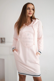 Šaty mikinové Brooklyn světlé pudrové Velikost: One size, Barva: Pudrová